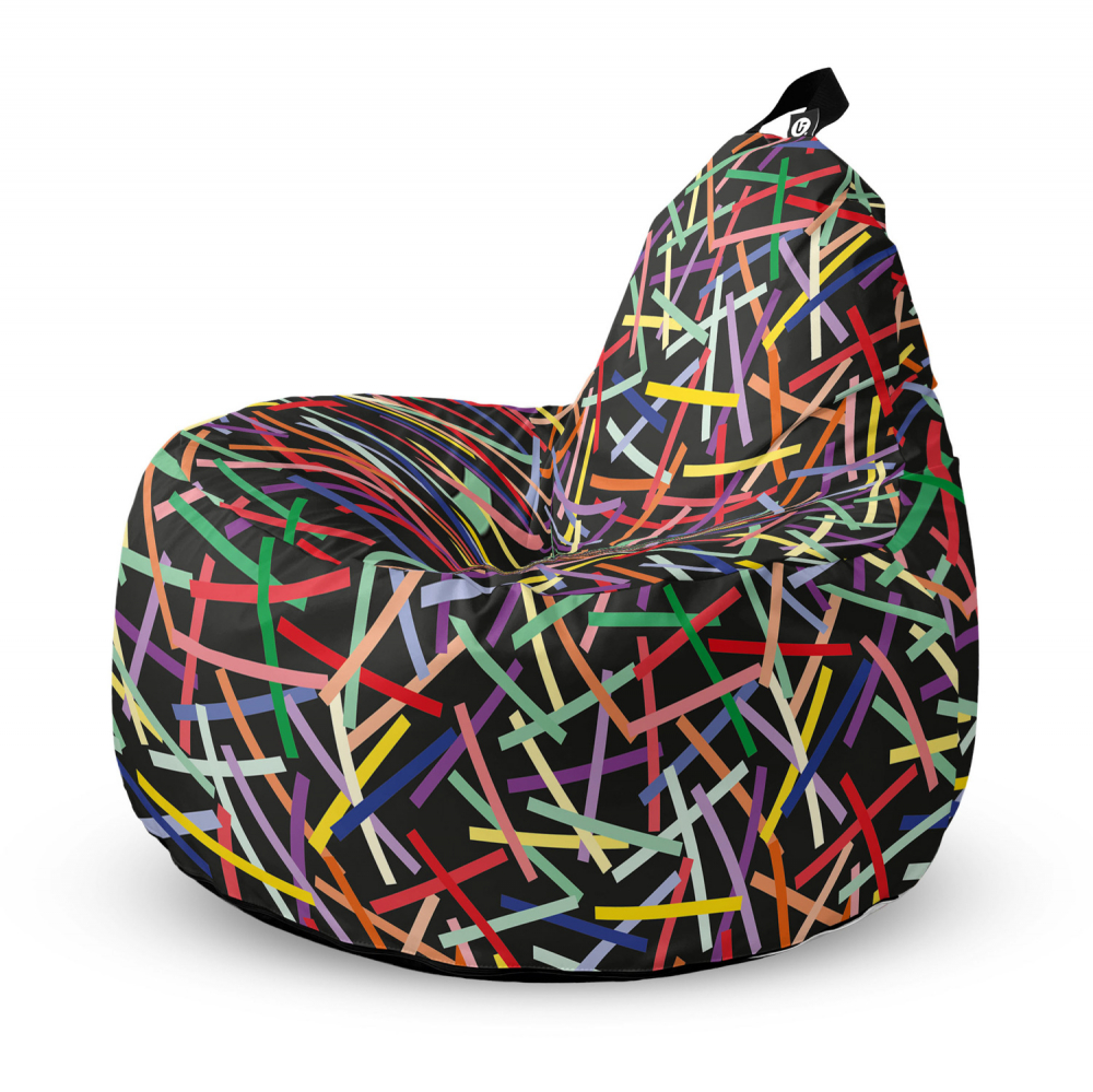 Fotoliu Updeco Puf Bean Bag tip Big Chill confetti fundal negru - 4