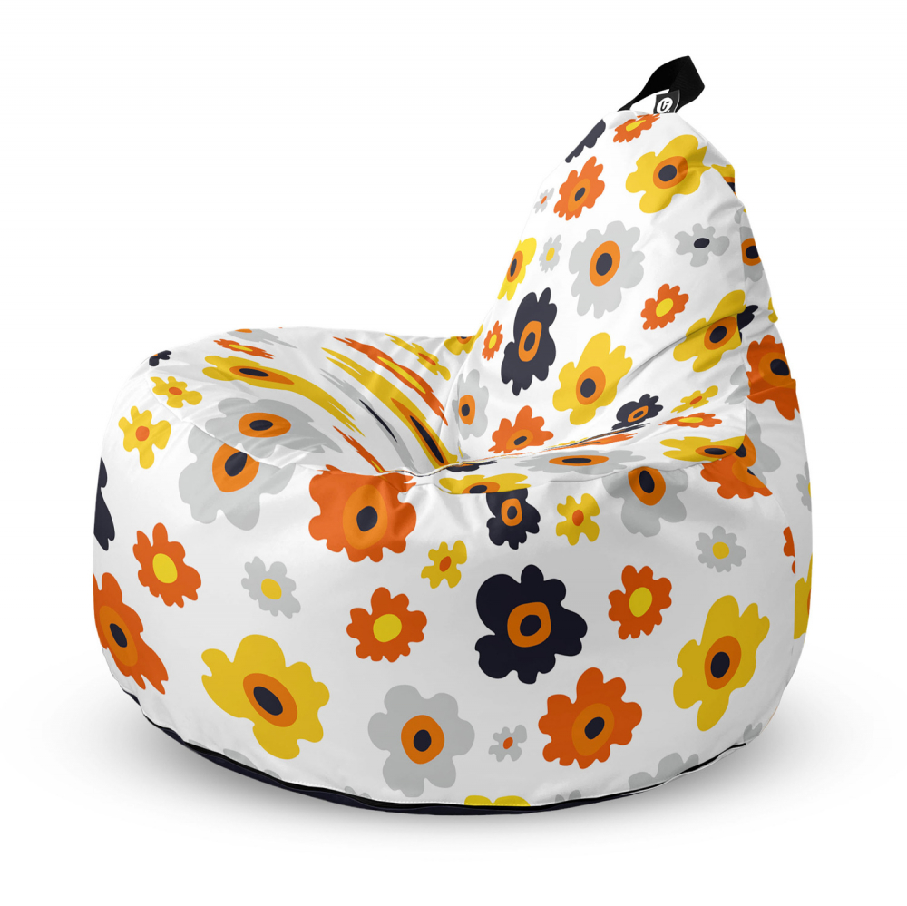 Fotoliu Updeco Puf Bean Bag tip Big Chill daisy fundal alb - 4