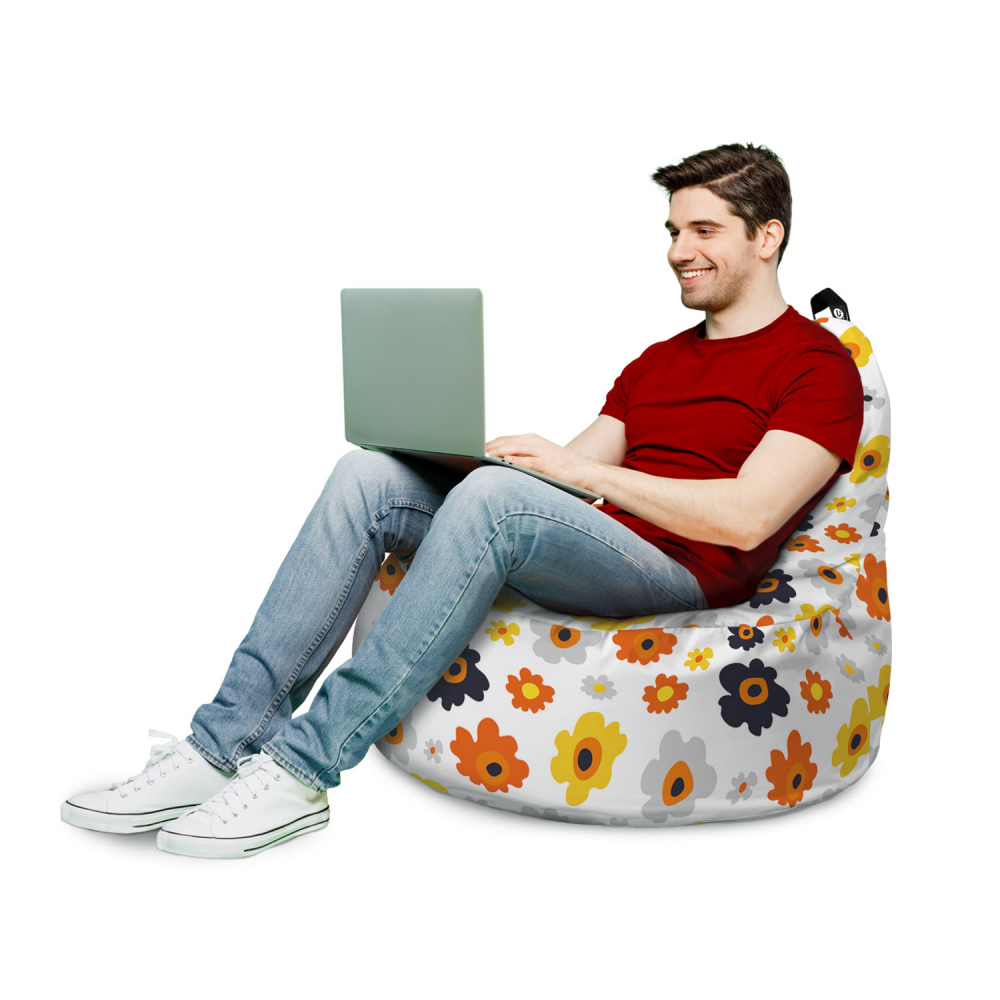 Fotoliu Updeco Puf Bean Bag tip Big Chill daisy fundal alb - 2 | YEO