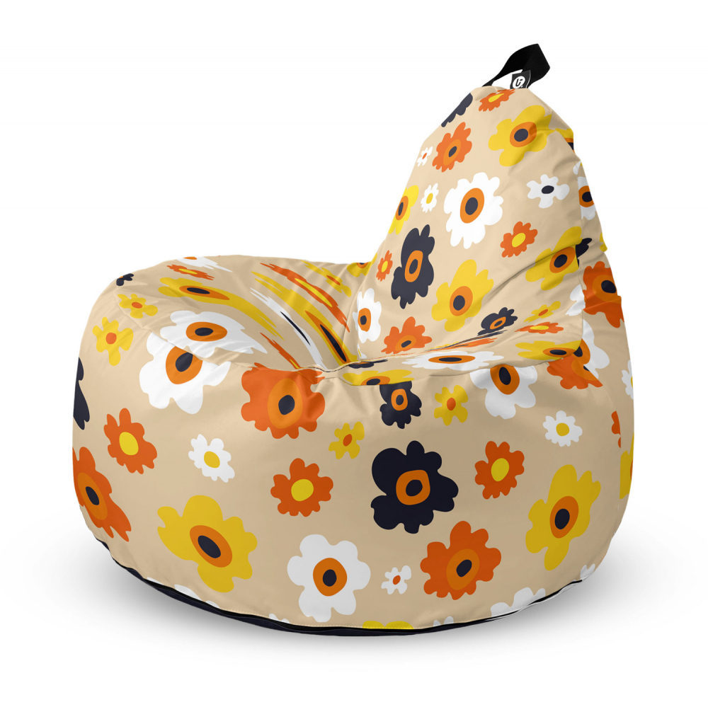 Fotoliu Updeco Puf Bean Bag tip Big Chill daisy fundal beige - 4