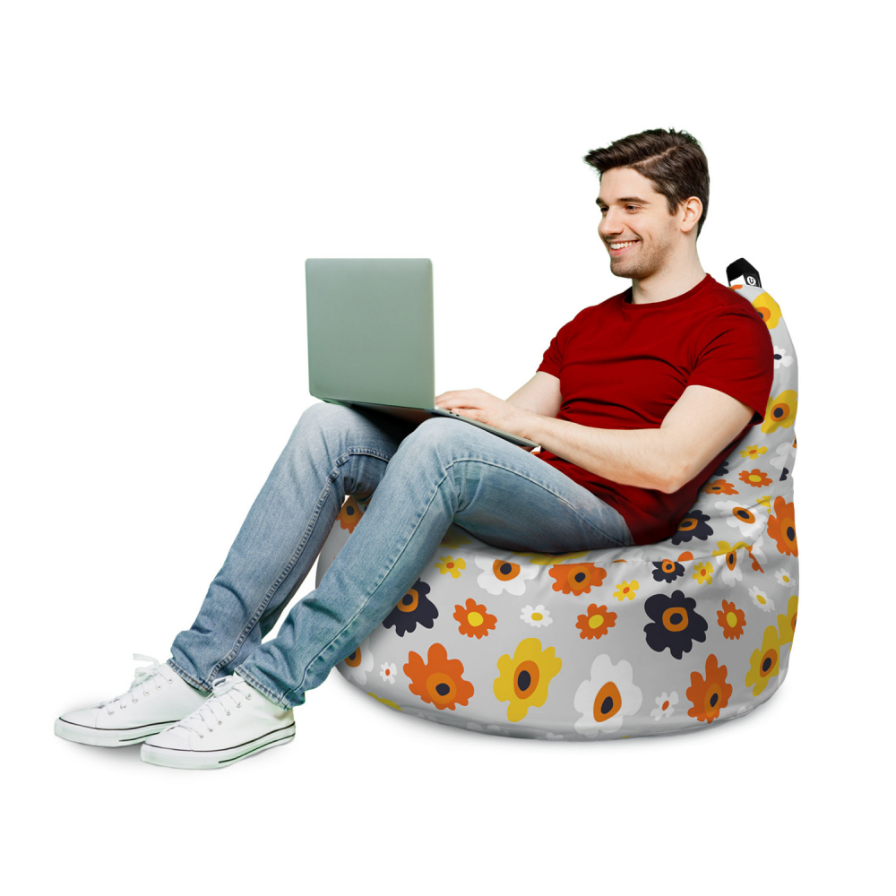 Fotoliu Updeco Puf Bean Bag tip Big Chill daisy fundal gri - 2 | YEO