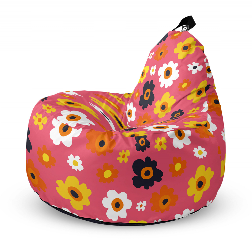 Fotoliu Updeco Puf Bean Bag tip Big Chill daisy fundal roz - 4