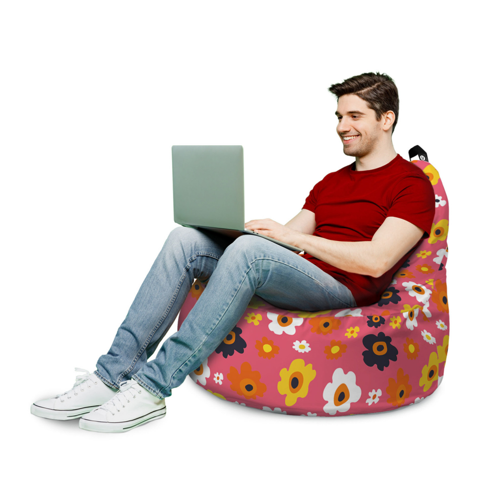 Fotoliu Updeco Puf Bean Bag tip Big Chill daisy fundal roz - 2 | YEO