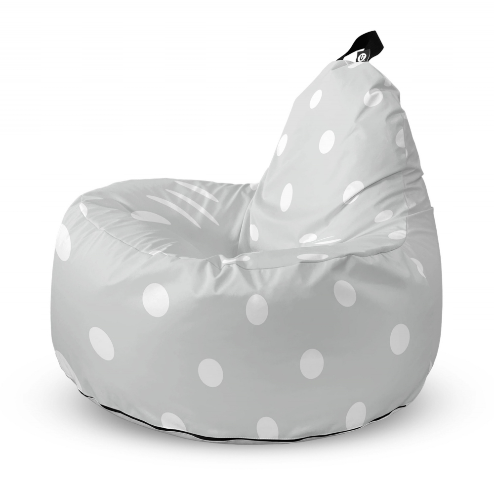 Fotoliu Updeco Puf Bean Bag tip Big Chill gri cu buline albe - 4