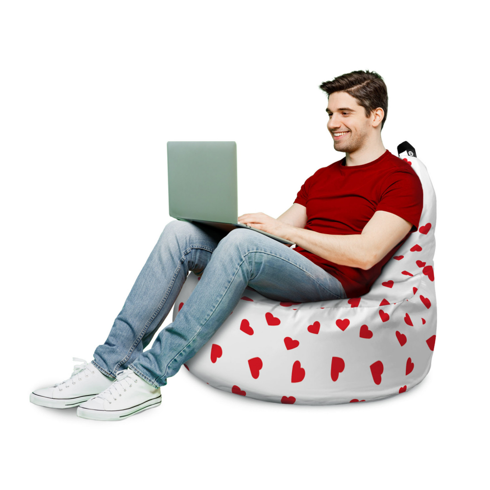 Fotoliu Updeco Puf Bean Bag tip Big Chill inimi fundal alb - 2