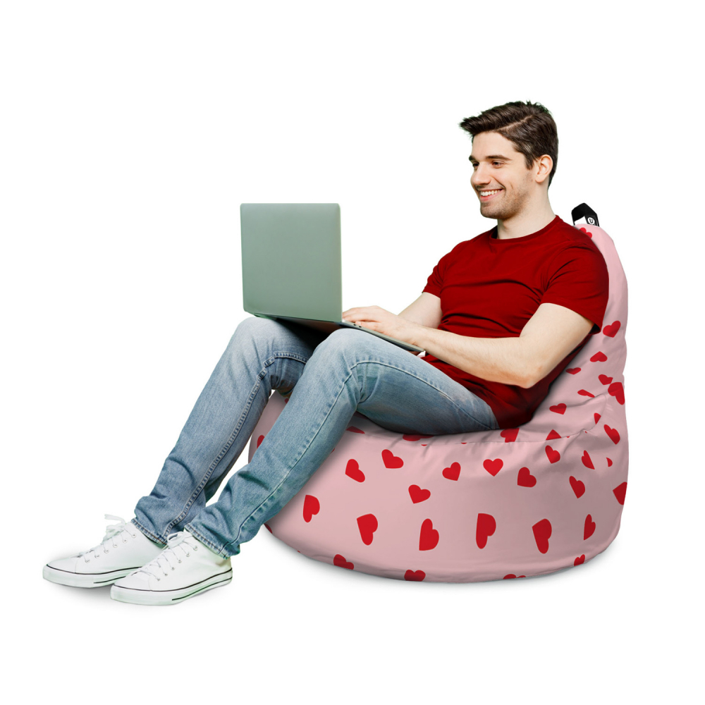 Fotoliu Updeco Puf Bean Bag tip Big Chill inimi fundal roz - 2 | YEO