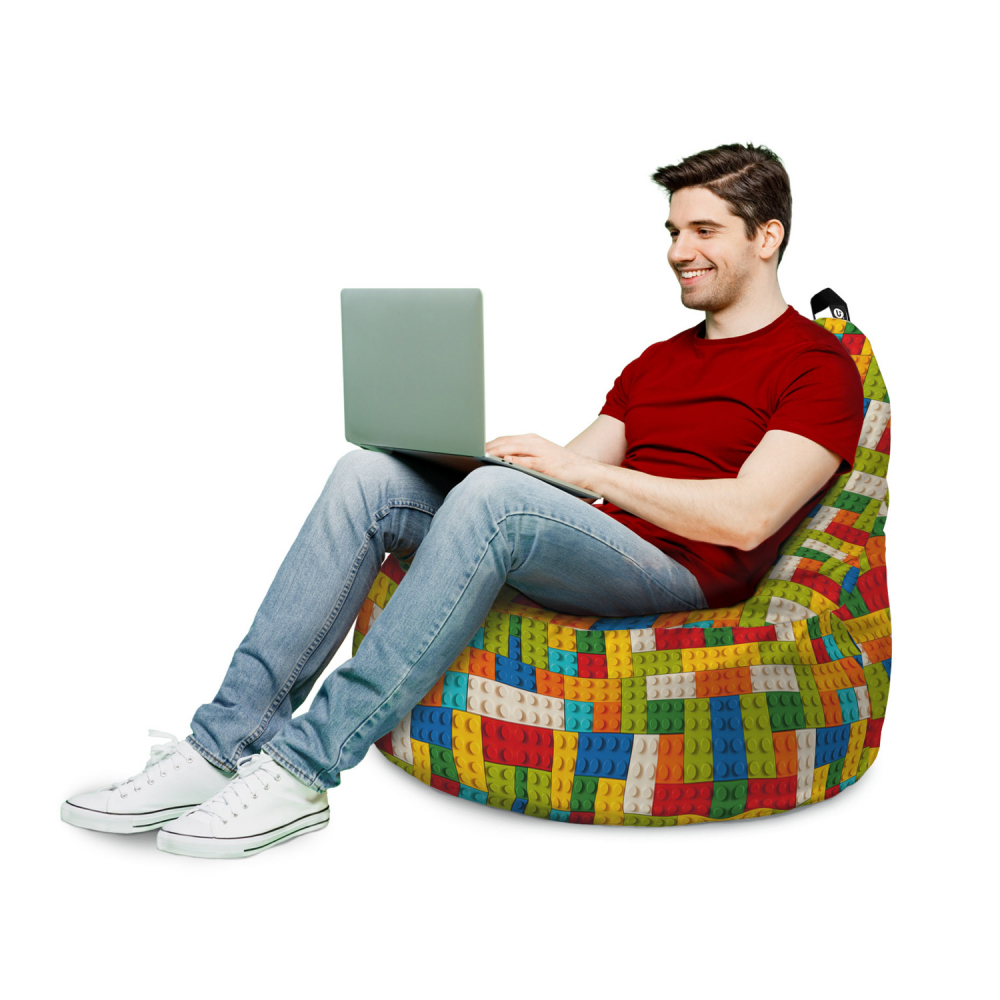 Fotoliu Updeco Puf Bean Bag tip Big Chill lego tetris verde - 2