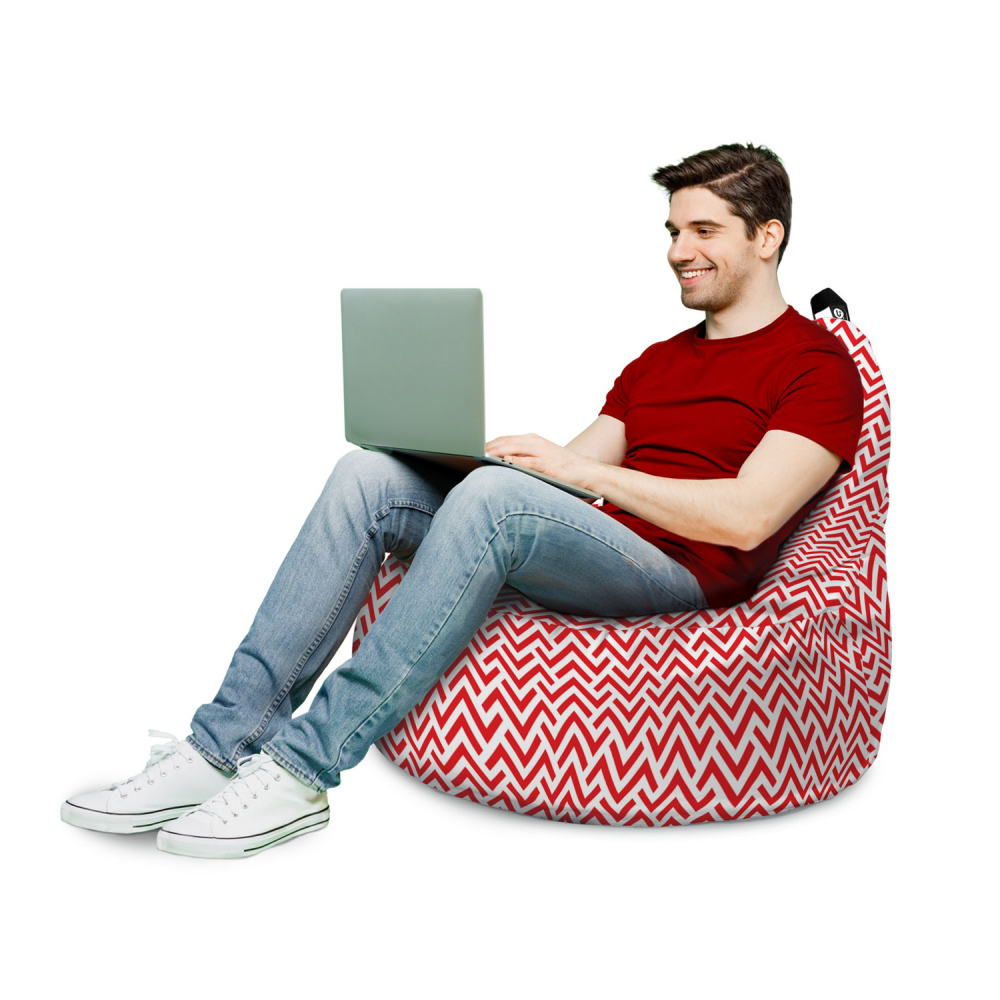 Fotoliu Updeco Puf Bean Bag tip Big Chill model rosu si alb - 2 | YEO