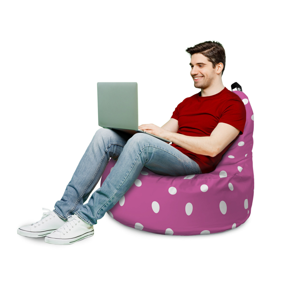 Fotoliu Updeco Puf Bean Bag tip Big Chill mov cu buline albe - 2