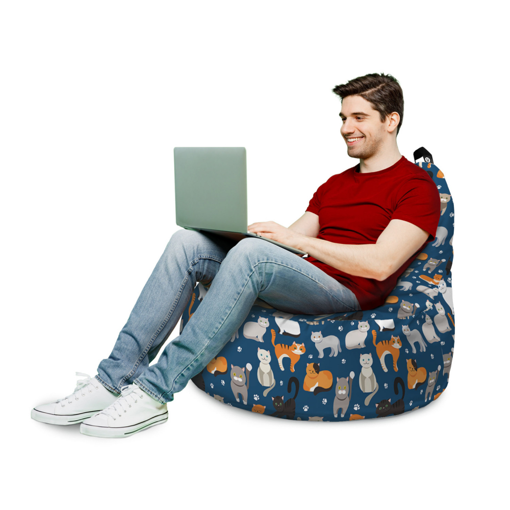 Fotoliu Updeco Puf Bean Bag tip Big Chill pisici fundal albastru - 2