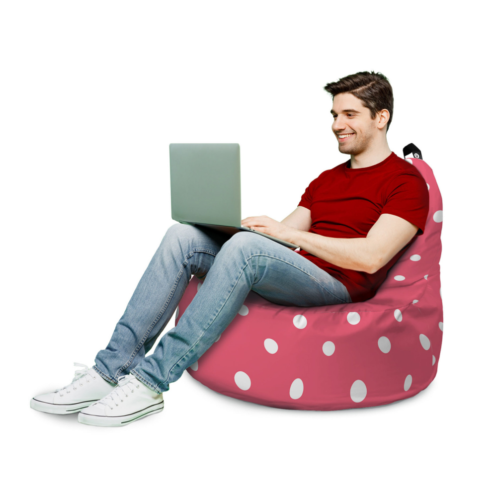 Fotoliu Updeco Puf Bean Bag tip Big Chill roz cu buline albe - 2