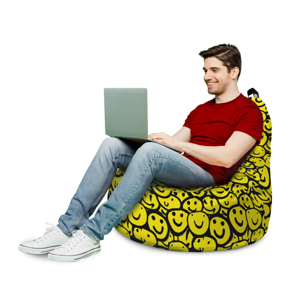 Fotoliu Updeco Puf Bean Bag tip Big Chill smiley galben - 2