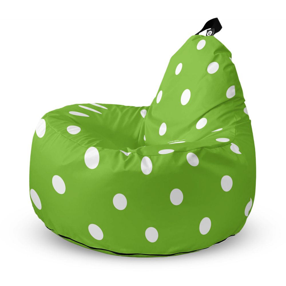 Fotoliu Updeco Puf Bean Bag tip Big Chill verde cu buline albe - 4