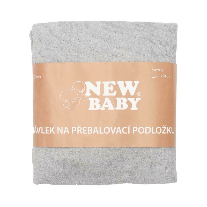 Husa New Baby pentru saltea de infasat 50x70 cm cu banda elastica Bumbac terry grey