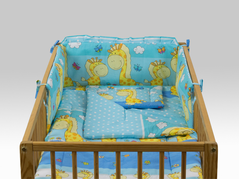 Lenjerie Happy Giraffe albastru 4 piese 140x70