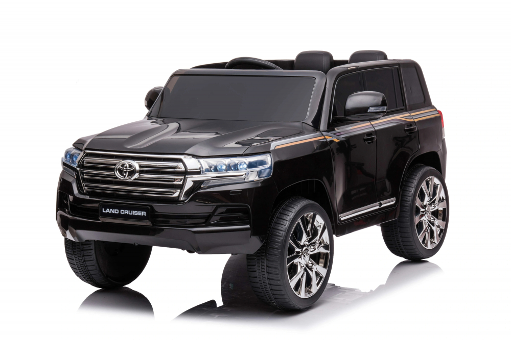 Masinuta electrica cu roti EVA si scaun din piele Toyota Landcruiser Black 90W