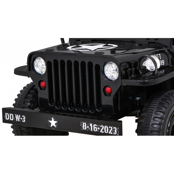 Masinuta electrica cu telecomanda Military Retro 4x4 negru - 5