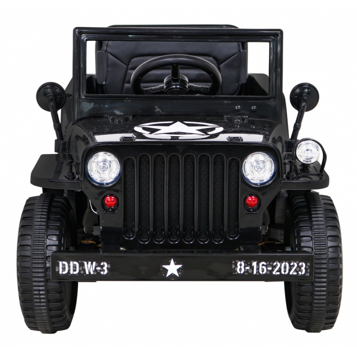 Masinuta electrica cu telecomanda Military Retro 4x4 negru - 7