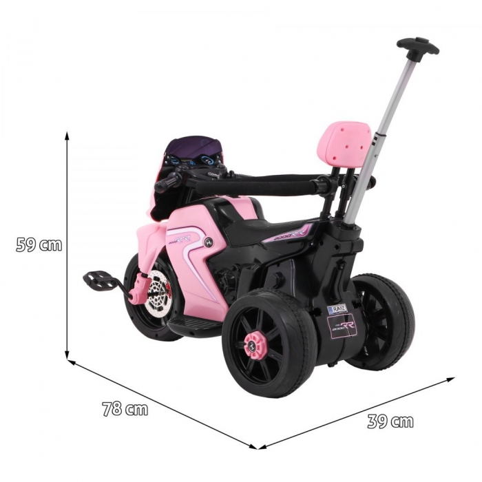 Motocicleta 3 in 1 electrica 78x39x59 cm roz - 4