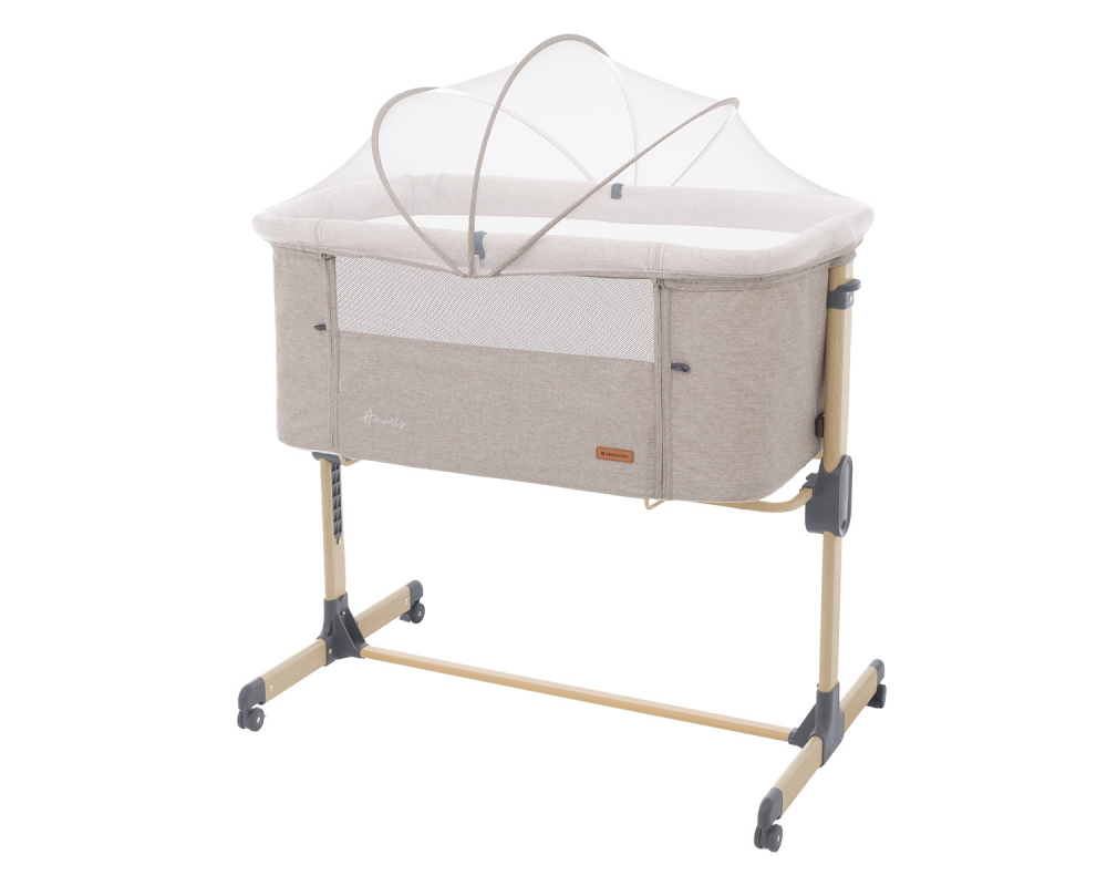 Patut Co-Sleeper cu roti si inaltime reglabila KikkaBoo Amaris Beige