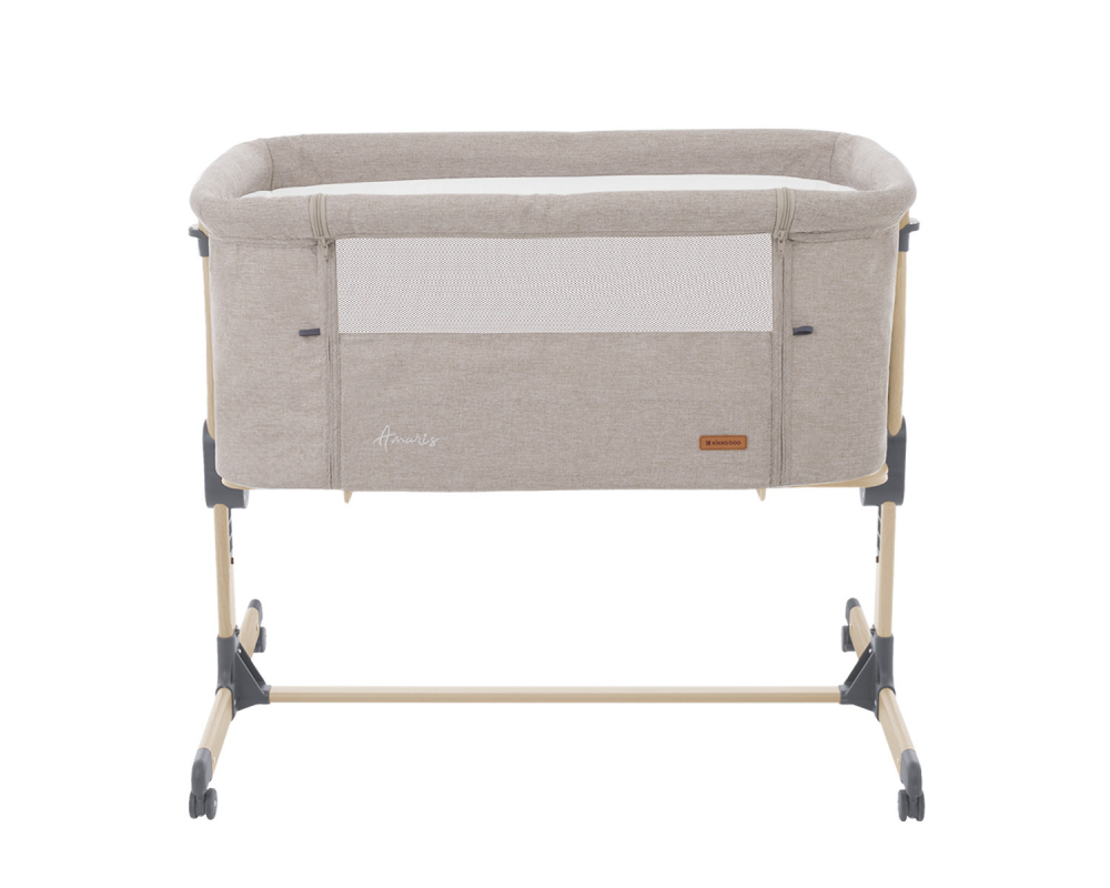 Patut Co-Sleeper cu roti si inaltime reglabila KikkaBoo Amaris Beige - 4 | YEO