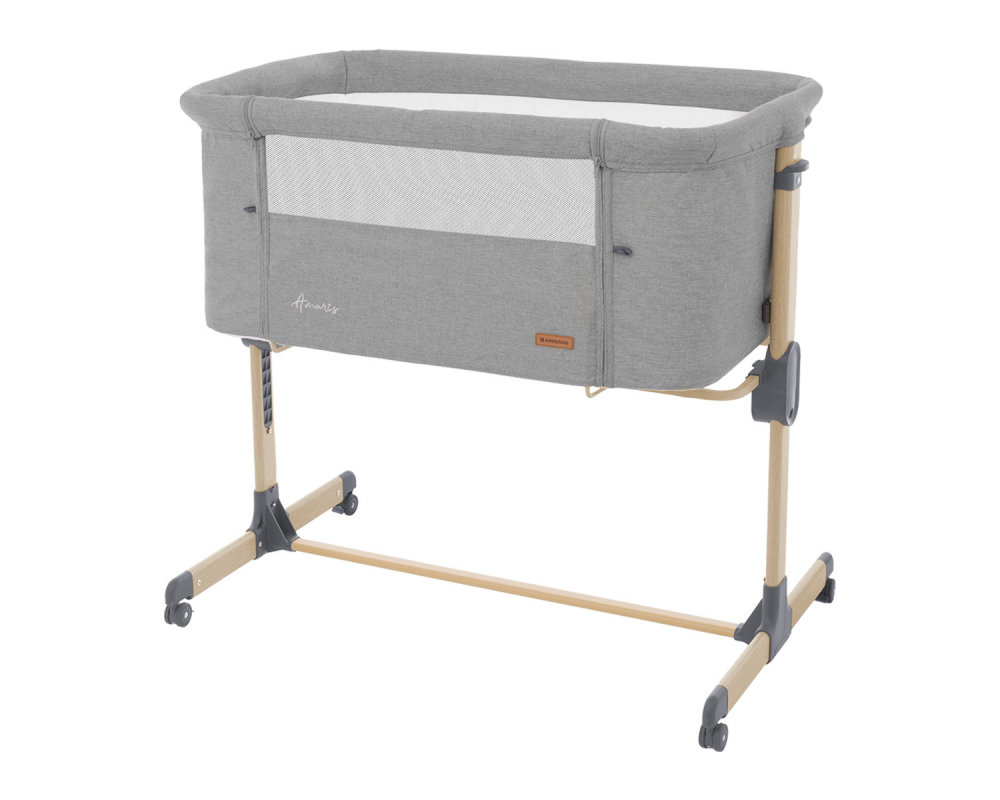 Patut Co-Sleeper cu roti si inaltime reglabila KikkaBoo Amaris Light Grey