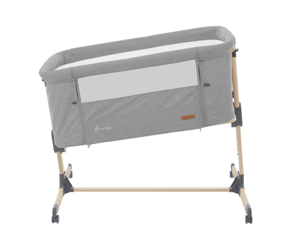 Patut Co-Sleeper cu roti si inaltime reglabila KikkaBoo Amaris Light Grey