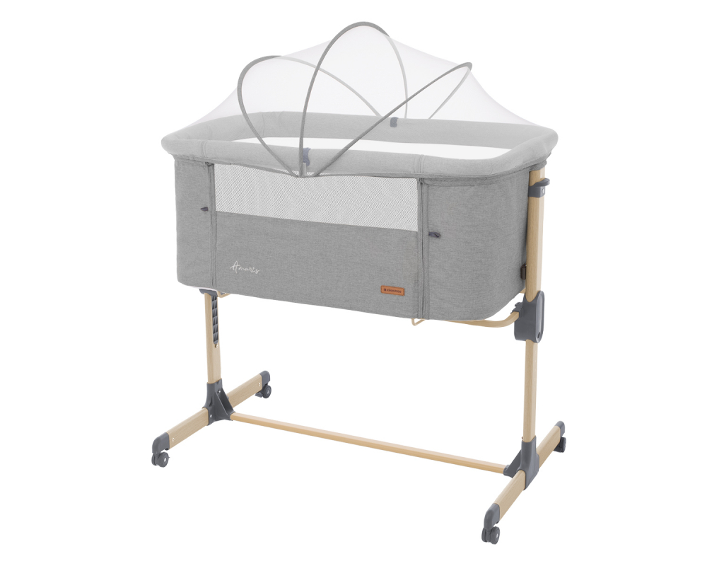 Patut Co-Sleeper cu roti si inaltime reglabila KikkaBoo Amaris Light Grey - 2