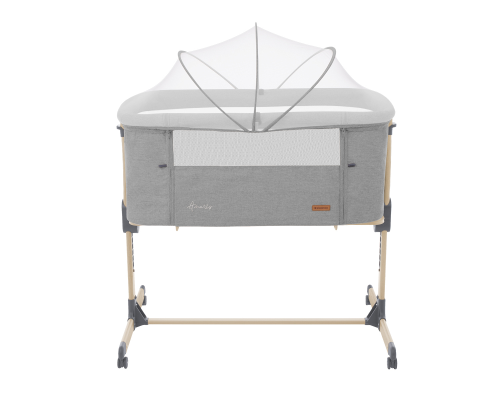 Patut Co-Sleeper cu roti si inaltime reglabila KikkaBoo Amaris Light Grey - 3