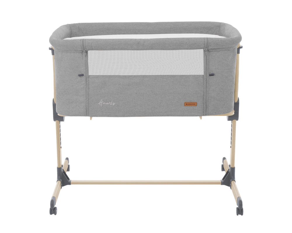 Patut Co-Sleeper cu roti si inaltime reglabila KikkaBoo Amaris Light Grey - 4