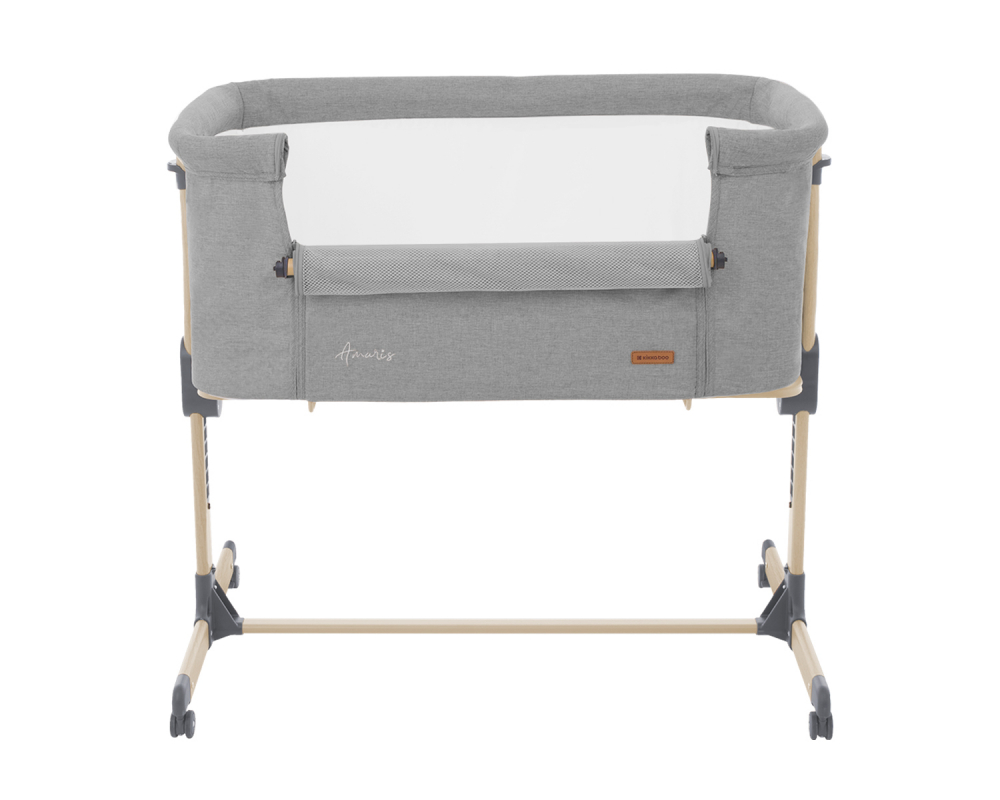 Patut Co-Sleeper cu roti si inaltime reglabila KikkaBoo Amaris Light Grey - 5