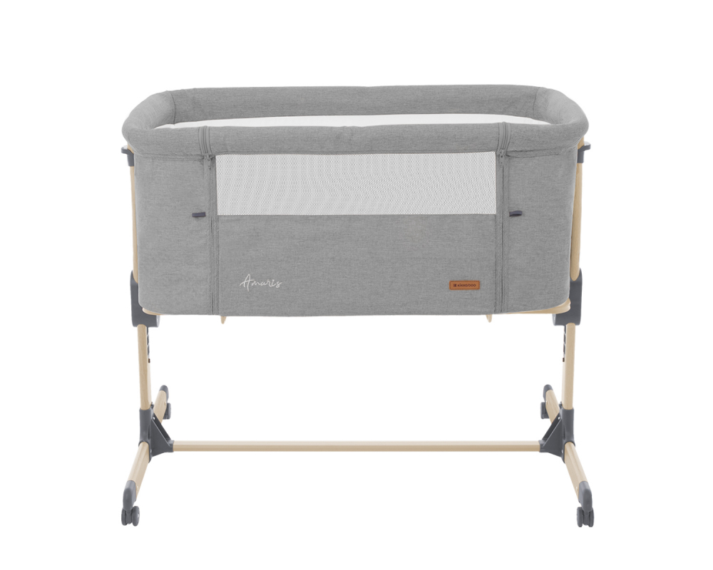 Patut Co-Sleeper cu roti si inaltime reglabila KikkaBoo Amaris Light Grey - 6