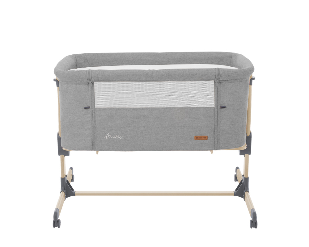 Patut Co-Sleeper cu roti si inaltime reglabila KikkaBoo Amaris Light Grey - 8