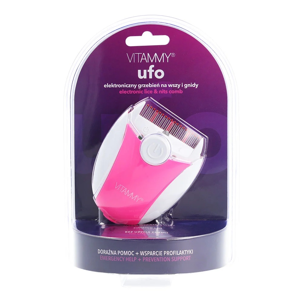 Pieptene electric cu LED Vitammy Ufo exterminator de paduchi roz - 2 | YEO