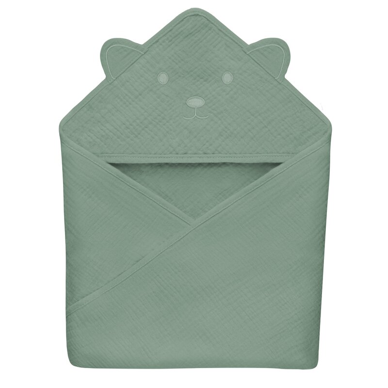 Prosop de baie Lionelo cu gluga din muselina 100 bumbac 80x80 cm verde