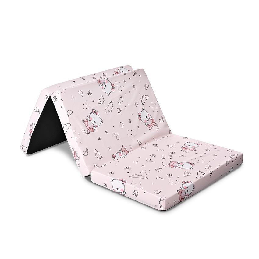 Saltea pliabila de voiaj din spuma elastica 60x120x5 cm Pink Ballerina Bear