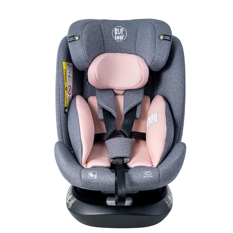 Scaun auto Deluxe Buf Boof i-Size cu isofix rotativ 360 grade 40-150 cm Saphir Pink - 5