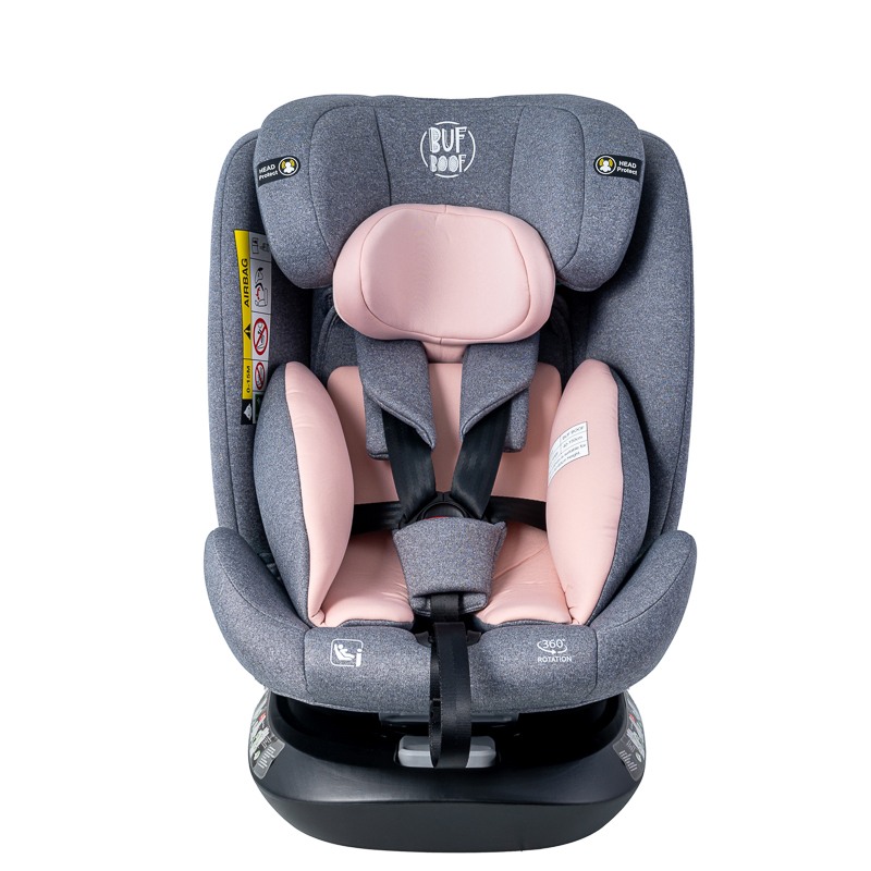 Scaun auto Deluxe Buf Boof i-Size cu isofix rotativ 360 grade 40-150 cm Saphir Pink - 6