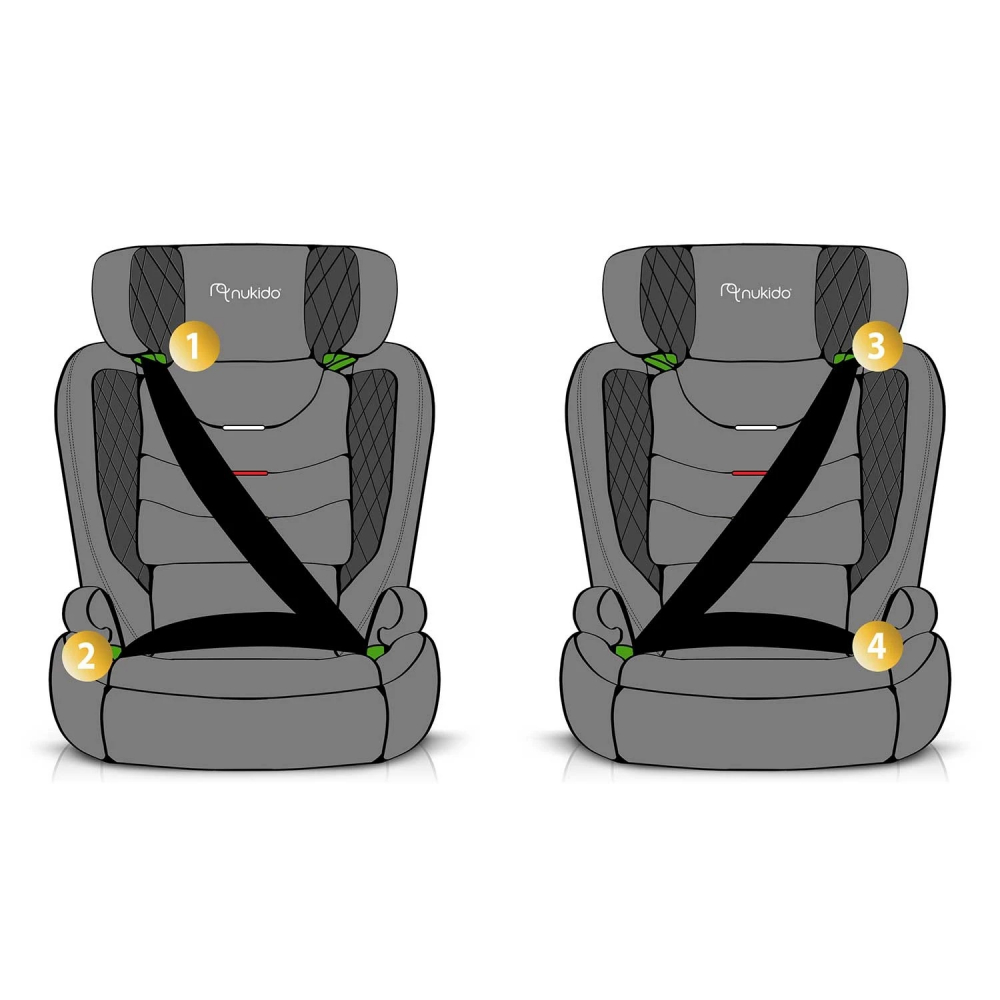 Scaun auto 15-36 kg cu isofix Nukido I-SIZE 100-150 cm Louis Gri - 2