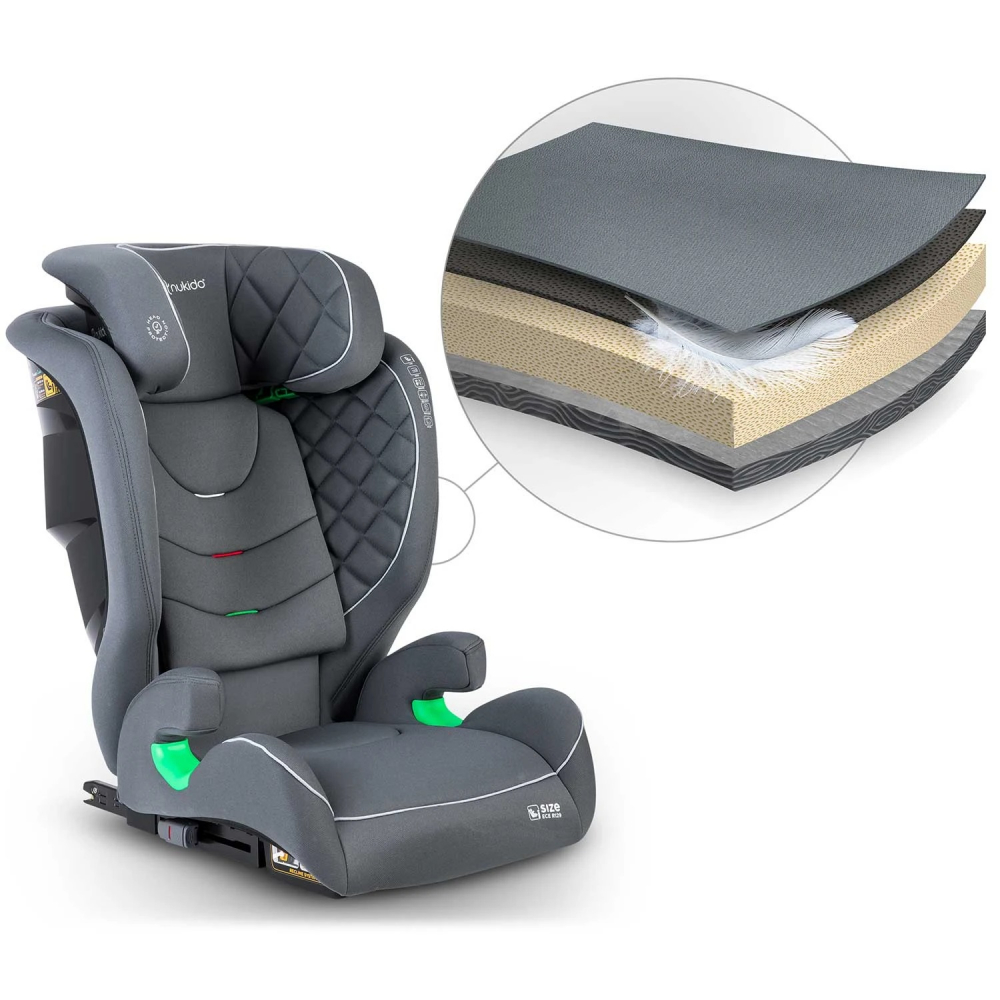 Scaun auto 15-36 kg cu isofix Nukido I-SIZE 100-150 cm Louis Gri - 4