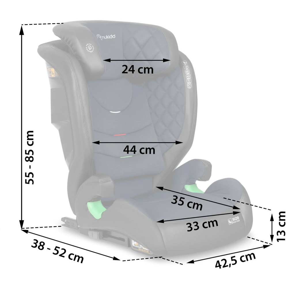 Scaun auto 15-36 kg cu isofix Nukido I-SIZE 100-150 cm Louis NegruBleumarin - 5