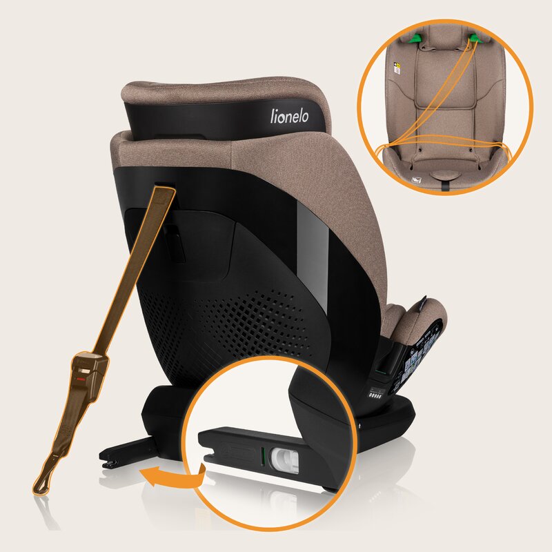 Scaun auto Lionelo Lavender I-size Isofix cu centura TopTether bej - 3