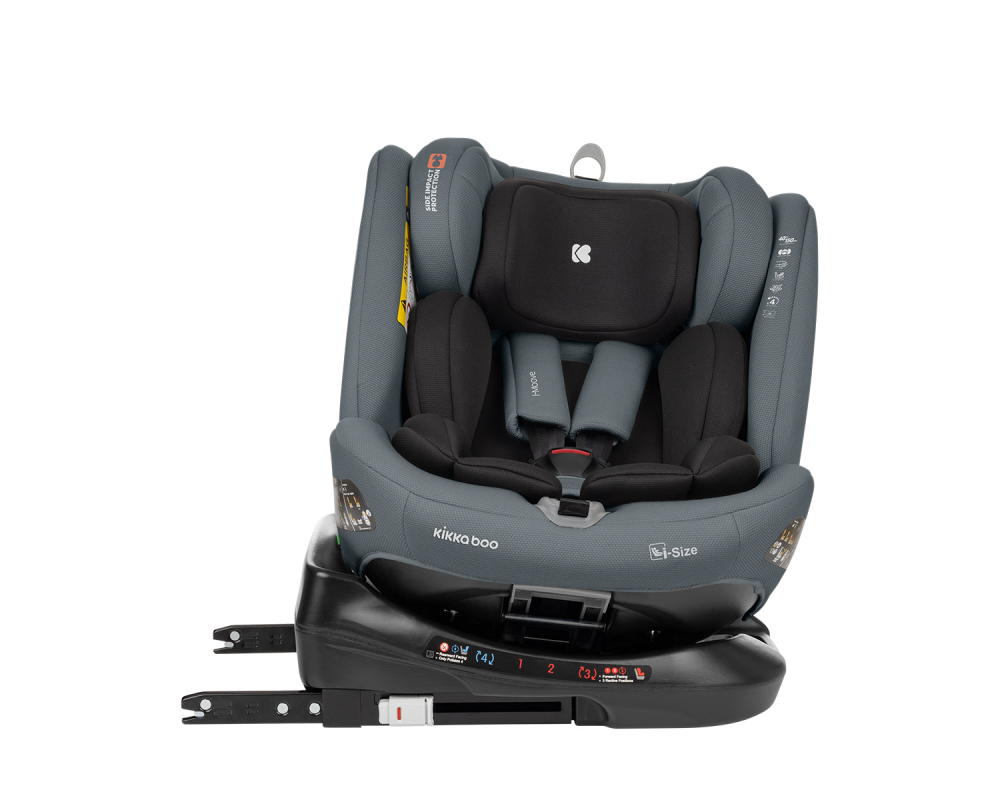 Scaun auto cu isofix KikkaBoo 40-150 cm i-Moove i-SIZE Dark Grey - 3 | YEO