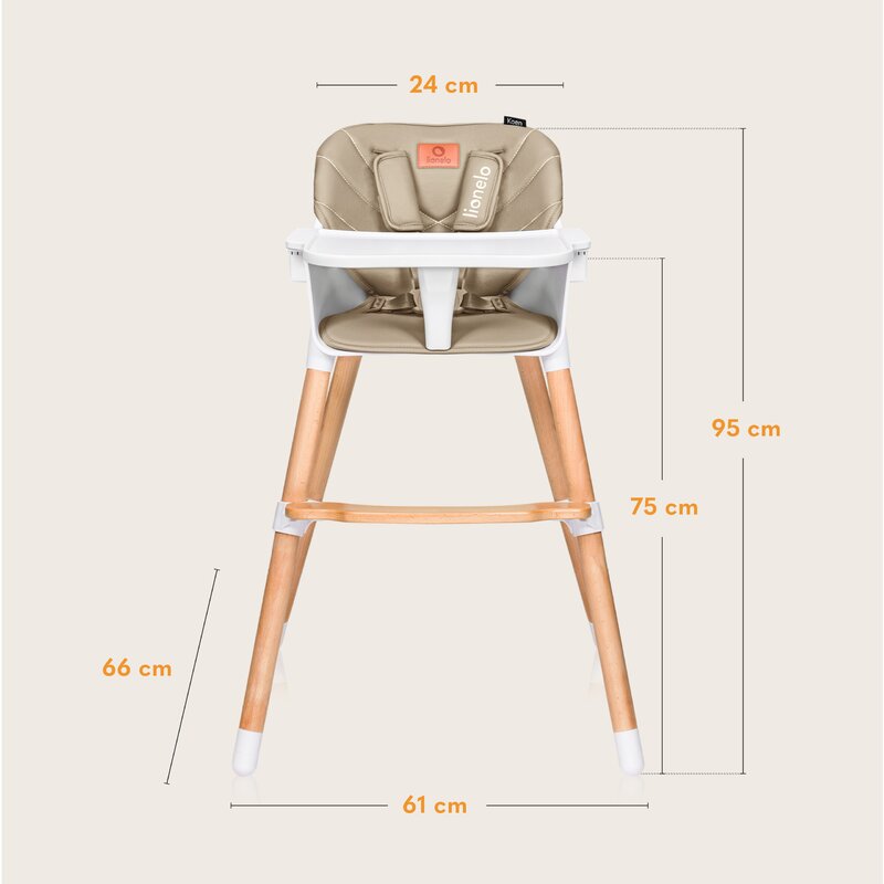 Scaun de masa din fag Koen 2 in 1 transformabil 6 luni+ bej - 2 | YEO