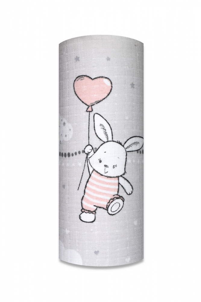 Scutec din muselina tetra 70x80 cm model Bunny with Pink Balloon