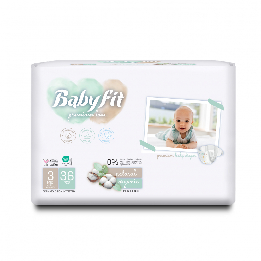 Scutece bebelusi nr. 3 Midi x 36 buc Baby Fit Eco