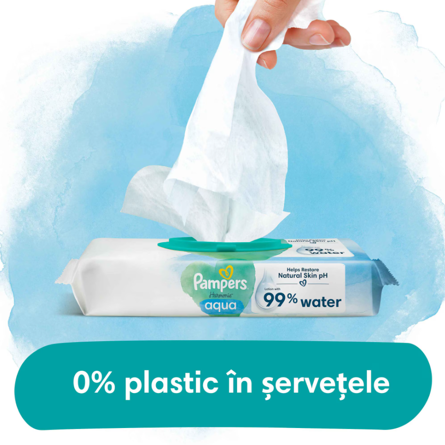 Servetele umede Pampers Harmonie Aqua 9 pachete x 48 - 1 | YEO