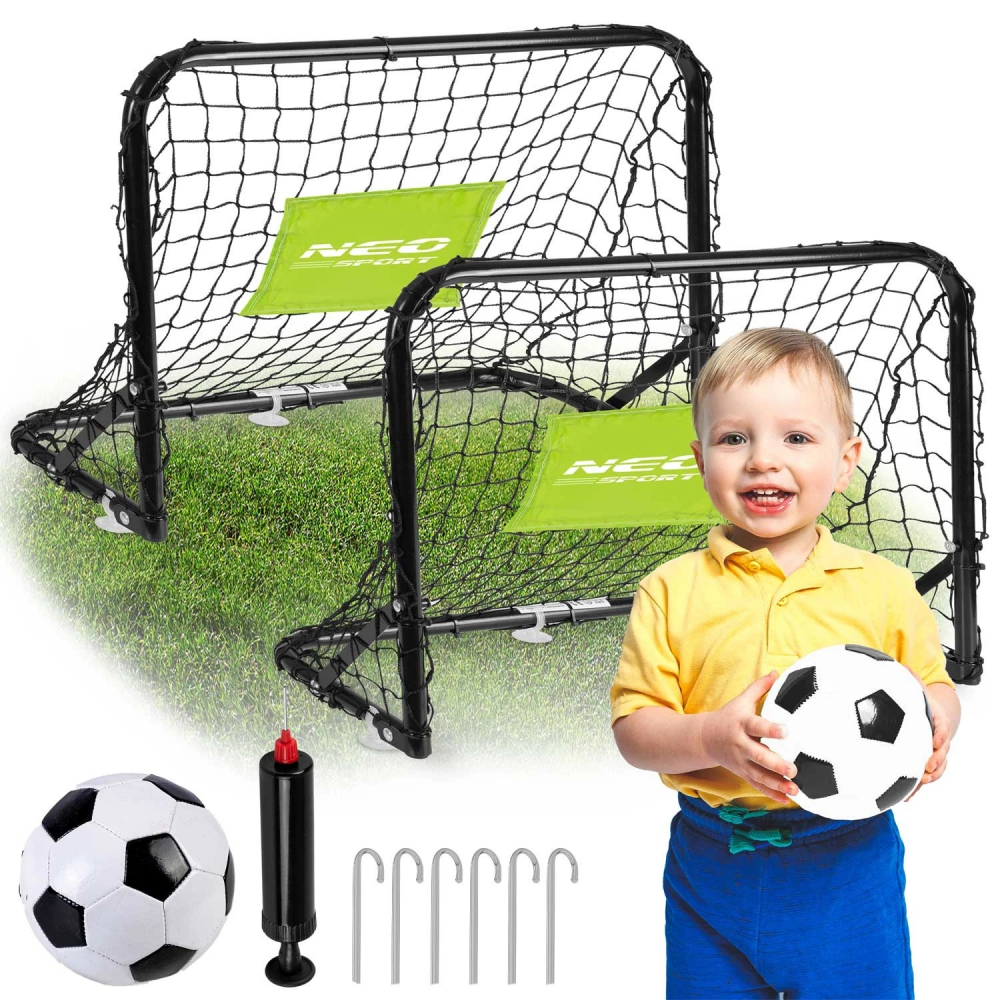 Set 2 porti de fotbal din plasa si mingie inclusa Neo Sport