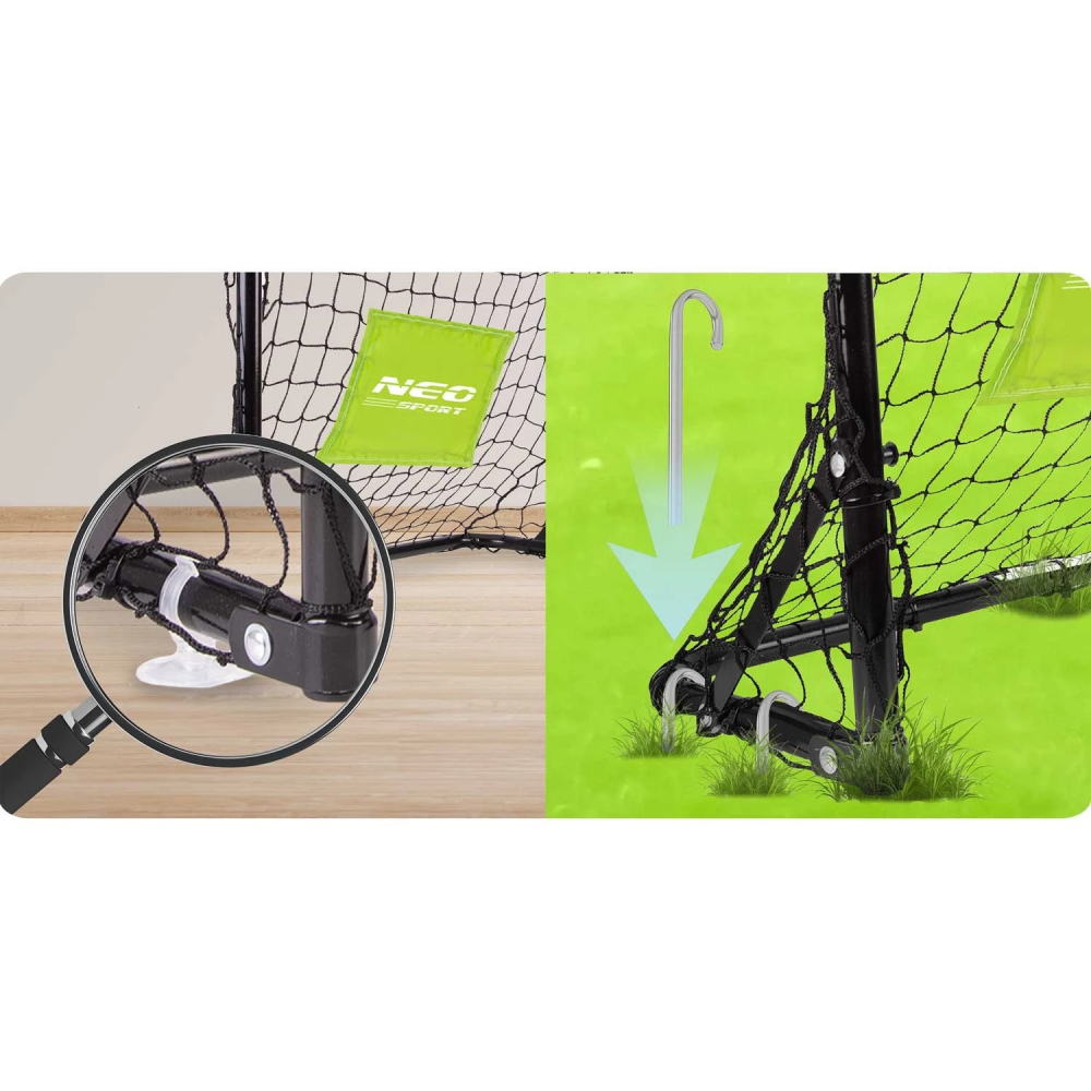 Set 2 porti de fotbal din plasa si mingie inclusa Neo Sport - 6