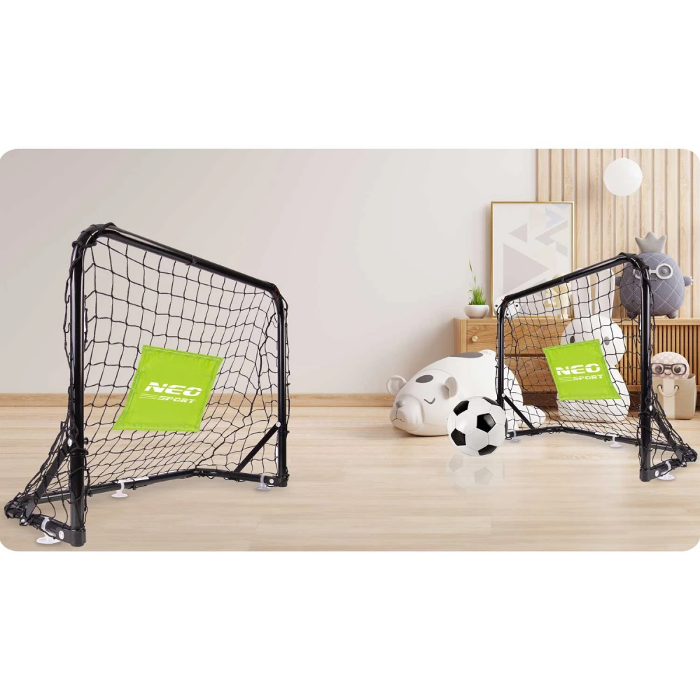 Set 2 porti de fotbal din plasa si mingie inclusa Neo Sport - 7